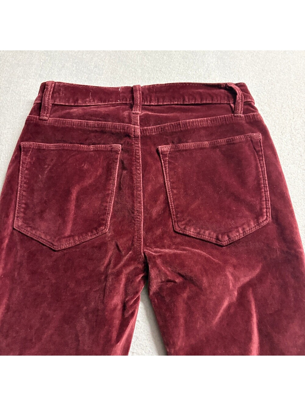Frame Denim Le High Skinny Velvet Pants Womens 23 Burgundy Pinot Red Corduroy - Picture 13 of 14